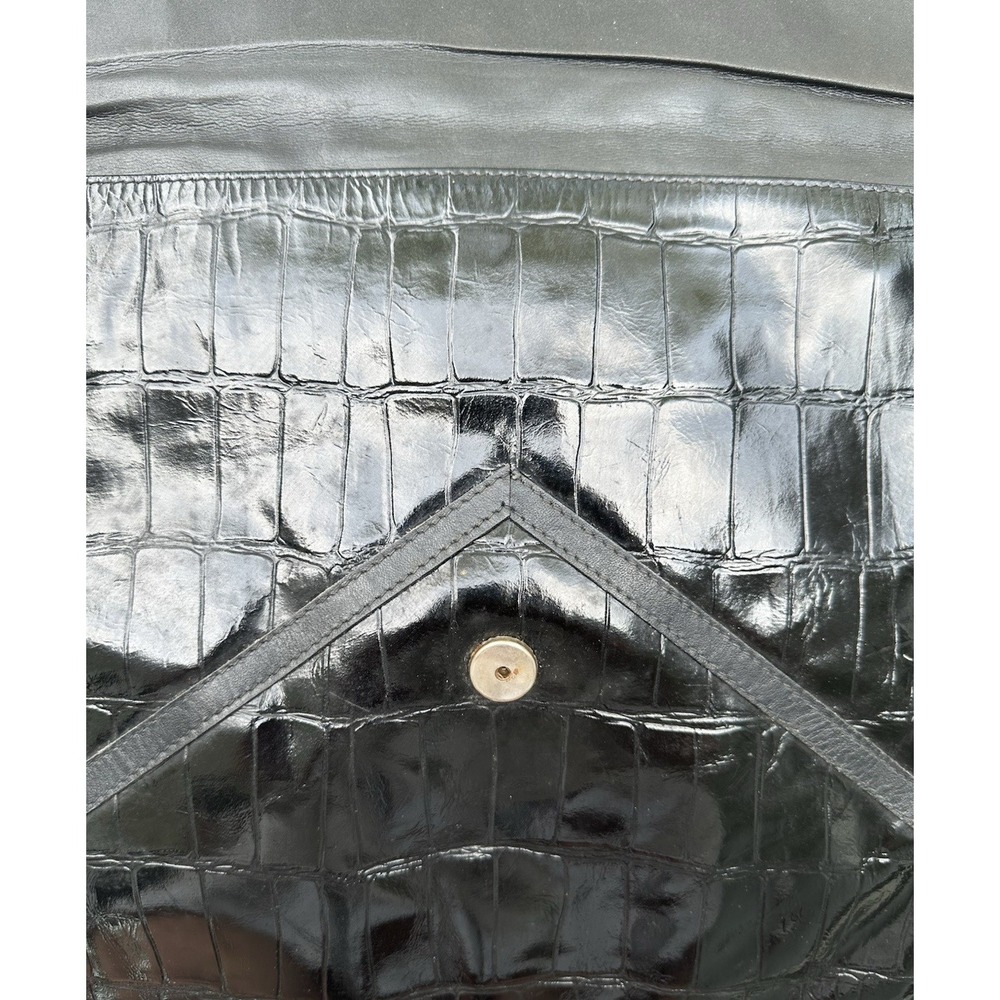Vintage Aldana Italian Black Croc Embossed Oversized Envelope Clutch Bag‎ - Picture 3 of 8